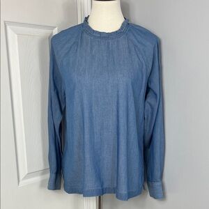 LOFT Long Sleeve Chambray Blouse